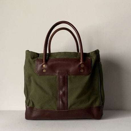 Duluthpack ダルースパック スポーツマントート モスグリーン×ダークブラウン レザーキャンバス トートバッグ 中古美品 made in usa