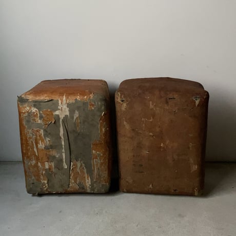 一閑張り 丸みを帯びた四角い蓋付きの箱  古い紙貼りの箱 竹編み 柿渋 道具箱 昭和期 戦前 古道具