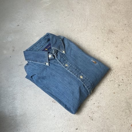 RALPH LAUREN ラルフローレン デニムシャツ シャンブレーシャツ ボタンダウン ポニー刺繍  size SP  POLO ポロ 中古美品