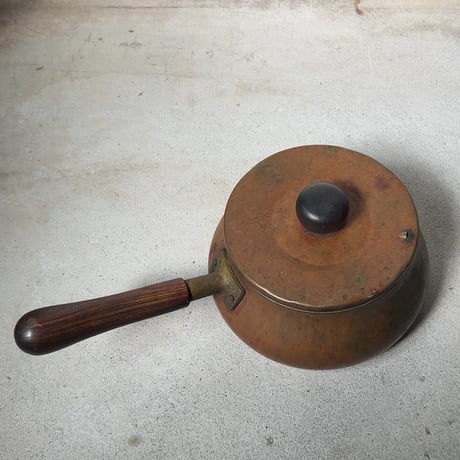 Old COPPER100 HOMEWARE 新光金属 コッパー100 ホームウェア 純銅片手鍋 木製ハンドル 木製摘み 銅鍋 ヴィンテージキッチンツール