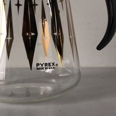 PYREX パイレックス  オールドパイレックス  アメリカンヴィンテージ ガラスポット Made in USA ゴールド レトロ星型クロス　アメリカ製 中古美品
