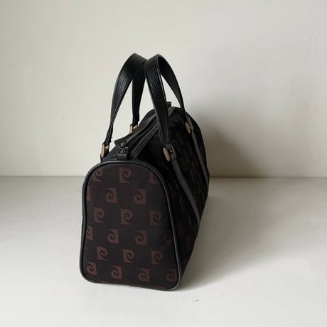 PIERRE CARDIN ピエールカルダン  90sミニボストンバッグ モノグラム ブラック/ダークブラウン ゴールド金具 ヴィンテージ 中古良品