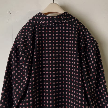 Dior オールドディオール クリスチャンディオール  ノーカラーブラウス シャツ マルチドット 黒/赤/白  ヴィンテージディオール 古着 中古極美品
