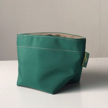 Herve Chapelier エルベシャプリエ  927N  グリーン/グレージュ  ナイロン舟型ポーチM　コスメ 化粧ポーチ 中古品