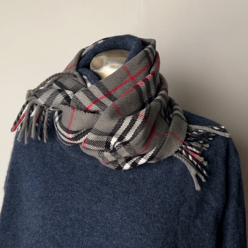 Burberry 100%LAMBS WOOL マフラー　グレーノバチェック BURBERRYS バーバリーズ LAMBSWOOL 100% ラムウール マフラー