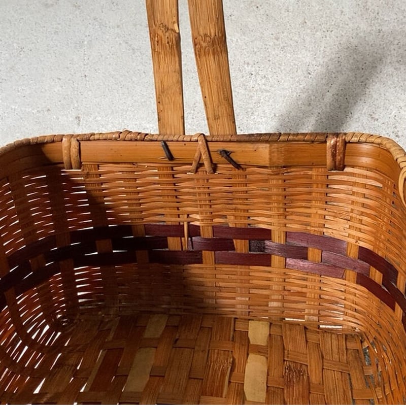 古い手提げ籠 竹かご ワンハンドルバスケット 茶器籠 ヴィンテージカゴ