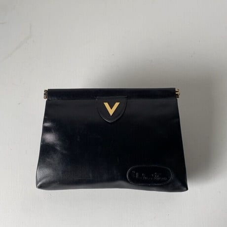 VALENTINO オールドヴァレンチノ レザークラッチバッグ ブラック 幅約25cmの小さめインバッグ  化粧ポーチ ヴィンテージバレンチノ 美品