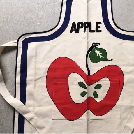 70s ヴィンテージ エプロン アップルモチーフ 林檎柄 デッドストック 未使用品