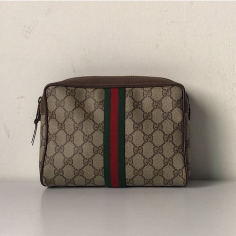 GUCCI グッチ オールドグッチ  GGコーティングキャンバス/レザー  化粧ポーチ セカンドバッグ ヴィンテージ 中古美品