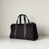 PIERRE CARDIN ピエールカルダン  90sミニボストンバッグ モノグラム ブラック/ダークブラウン ゴールド金具 ヴィンテージ 中古良品