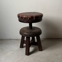アンティーク丸椅子型回転椅子 絵画椅子 ヴィンテージ丸椅子 古い作業椅子 高さ調整 ドクターチェア
