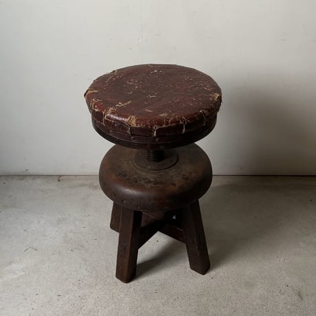 Y様ご発注分　アンティーク丸椅子型回転椅子 絵画椅子 ヴィンテージ丸椅子 古い作業椅子 高さ調整 ドクターチェア