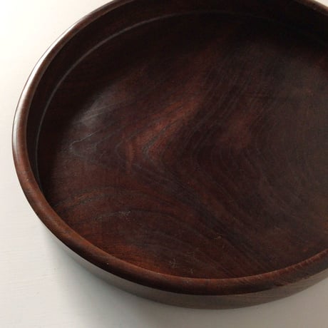 欅 くり抜き盆  木製トレー 33.6cm  お盆  木工品  肉厚  素地   工芸品  民藝