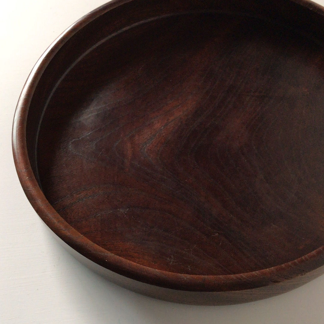 欅 くり抜き盆 木製トレー 33.6cm お盆 木工品 肉厚 素地 工芸品 民