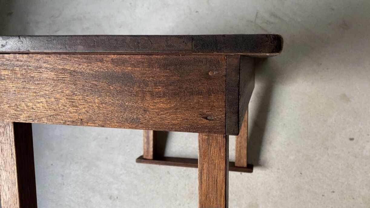 日本製 1960年代 楢無垢材 OAK 挽物脚 ヴィンテージ　サイドテーブル 昭和期 小さい机 ラワン木製無垢 ヴィンテージローテーブル 文机 座卓