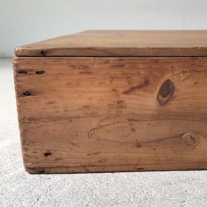 古い餅箱 無地 蓋有り 檜無垢材 アンティーク木箱 ヴィンテージウッド