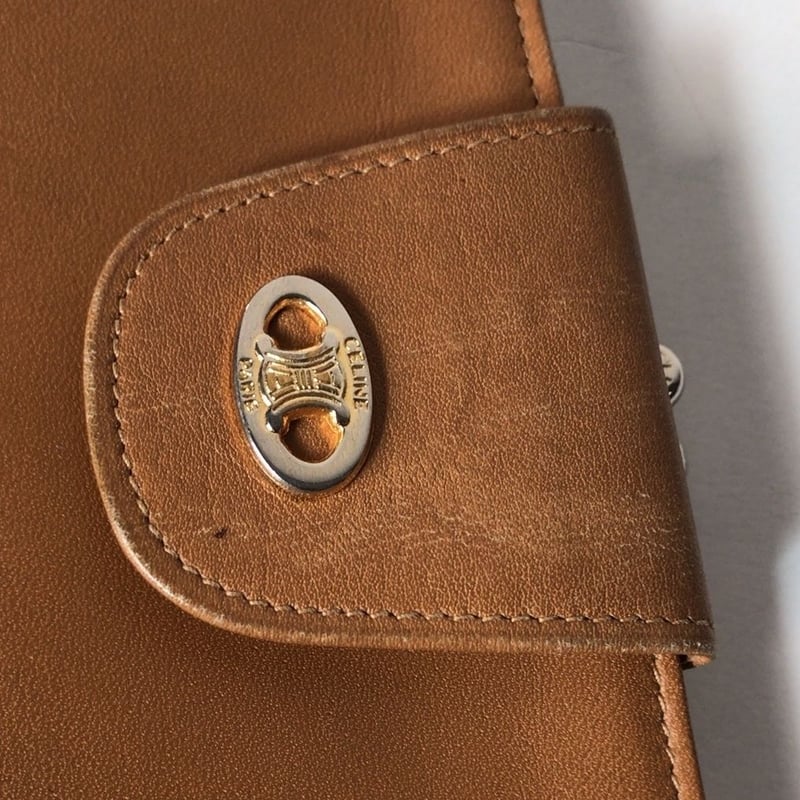 CELINE セリーヌ ガマ口 コンパクト財布 マカダム 2トーンレザー CELINE セリーヌ ガマ口 コンパクト財布 マカダム 2トーンレザー