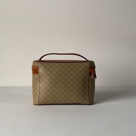 CELINE オールドセリーヌ ヴァニティバッグ 幅約21cm マカダム ベージュ/ブラウン レアカラー バニティ 化粧ポーチ