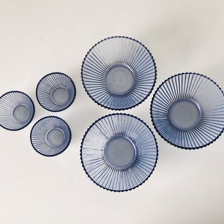 そうめんセットガラス器(3セット)　ヴィンテージガラス　素麺の器 箱有り　昭和時代物