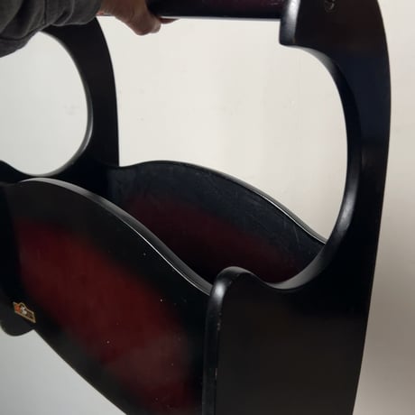 FUJI FURNITURE 富士ファニチア ヴィンテージマガジンラック ワンハンドル波型 グラデーションカラー 木製本立て 木製雑誌入れ 木工家具 70s 古作 良品
