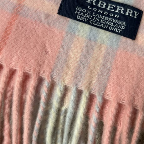 BURBERRY LONDON  バーバリーロンドン LAMBSWOOL 100% ラムウール マフラー ピンクノバチェック イギリス製  made in england 中古品