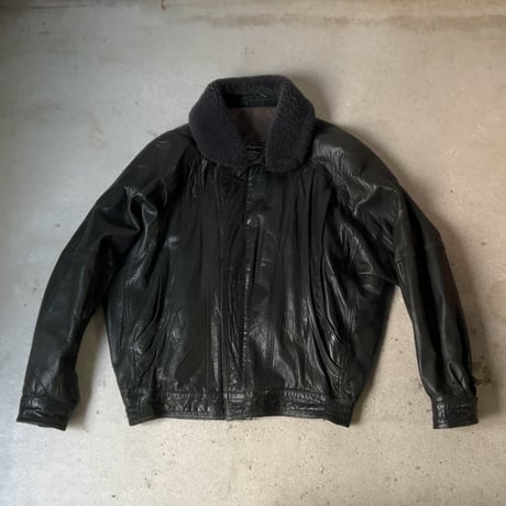 BURBERRYS バーバリーズ  80s～90s ヴィンテージレザージャケット 旧タグ ボアブルゾン 黒 革ジャン ブルゾン  ジャンパー 本革 オールレザー ブラック 古着 中古良品