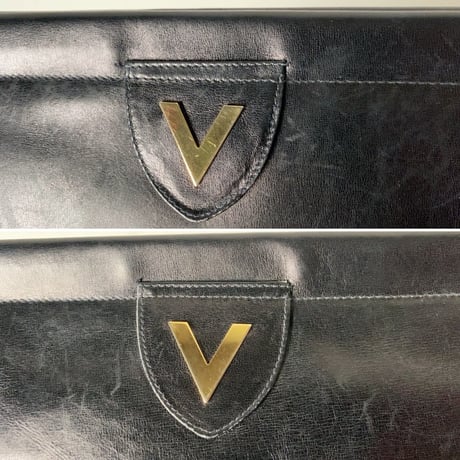 VALENTINO オールドヴァレンチノ レザークラッチバッグ ブラック 幅約25cmの小さめインバッグ  化粧ポーチ ヴィンテージバレンチノ 美品