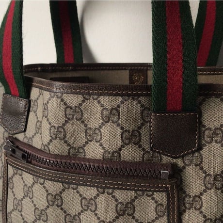 GUCCI グッチ  オールドグッチ  シェリーライン ハンドル  コーティングGGキャンバス/レザー トートバッグ  ヴィンテージ  中古美品