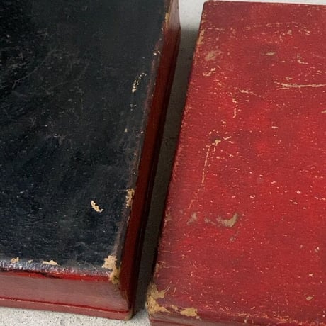 赤い道具箱  昭和初期の紙箱  31cm  昭和9年の卒業証書を保管していた書類箱  ジャパンヴィンテージ