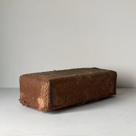 小さく細長い柳行李 一閑張り 36cm 昭和期 弁当行李 台帳行李 道具箱 小物入れ 小さい柳行李