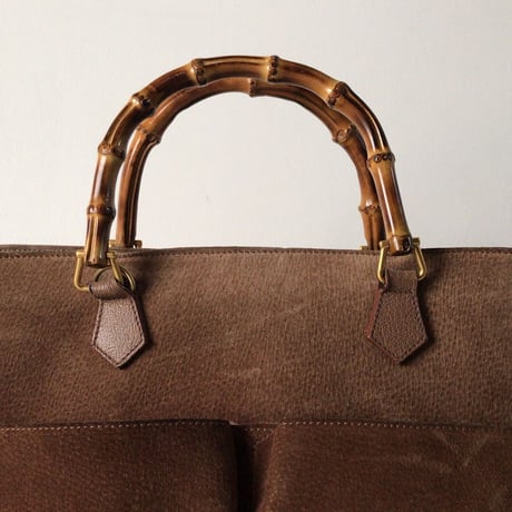 GUCCI グッチ オールドグッチ バンブースエード2wayトート ショルダーストラップ有  ヴィンテージ 中古美品