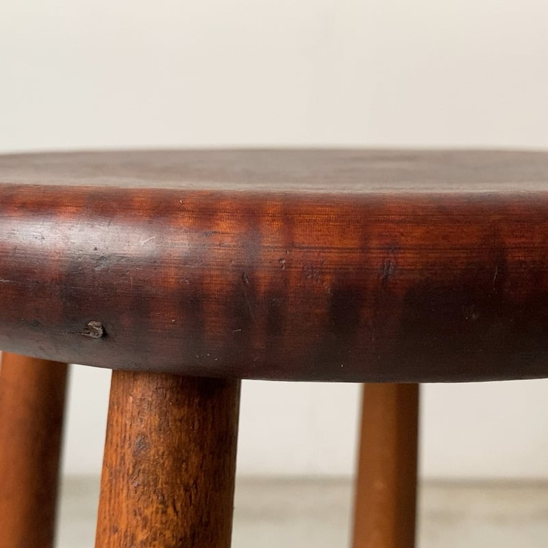 アンティーク スツール 木製丸椅子 広葉樹座面 木肌・木目・艶感良好