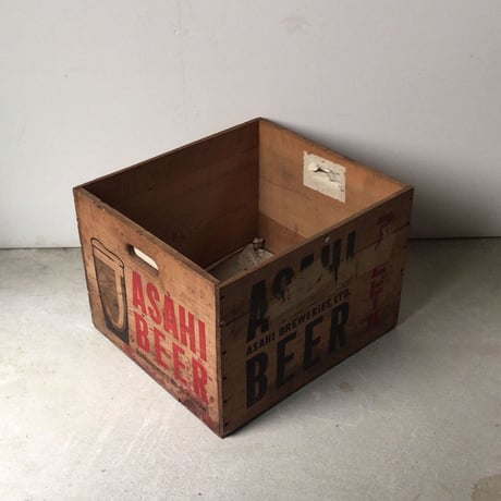 ASAHI BEER アサヒビール  アンティーク木箱 S48和紙付  蓋付き  ヴィンテージビアボックス  美品