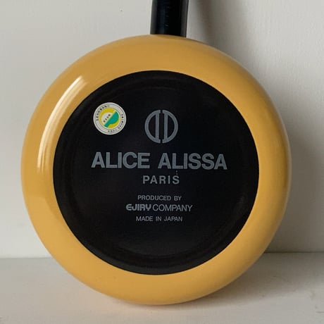 EJIRY×ALICE ALISSA (エジリー×アリス アリサ)  ホーロー 片手鍋 18cm　クリームイエロー/ブラック  80s 90s ジャパンヴィンテージ　箱無し未使用品 完品