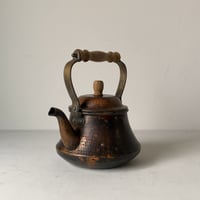 SS Shimamoto 島本製作所 コッパーケトル 純銅薬缶  ベル型 ウッドハンドル ウッド摘み 無垢材 黒ヤケ