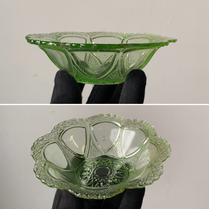 アンティーク プレスガラス レース皿 2枚 アンティーク プレスガラス デザートプレート 2客セット レース