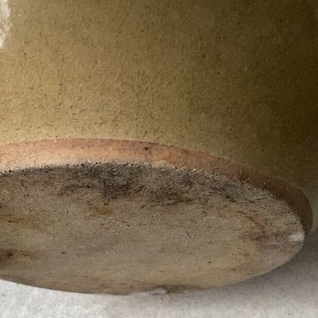 古い特大こね鉢39.5cm 民藝鉢  昭和期 古甕 大瓶 メダカ鉢 睡蓮鉢 ガーデニング ビオトープ ハス 水栽培  黄瀬戸 焼物  完品