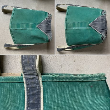 LLBean エルエルビーン 80s デラックストート Mサイズ グリーン×ネイビー ヴィンテージ ボート&トート ビーントート boat&tote made in usa