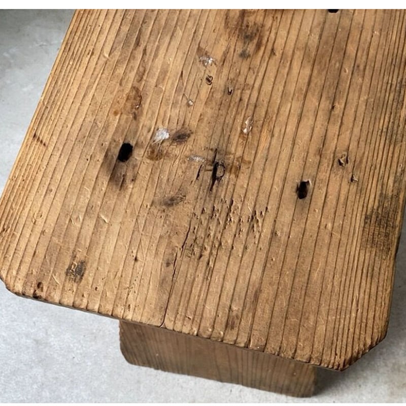 アンティーク 古家具◾️木製無垢材 スクエア型 スツール サイド