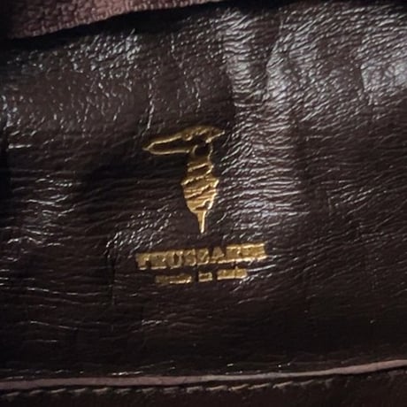 TRUSSARDI トラサルディ　80s ヴィンテージ トラサルディ ミニボストンバッグ ラムレザー ダークオレンジ/ゴールド金具 レアカラー  中古良品