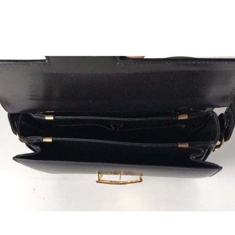 CELINE  セリーヌ  ゴールド馬車金具  カーフレザー  ショルダーバッグ   ブラック  ヴィンテージ  オールド   極美品