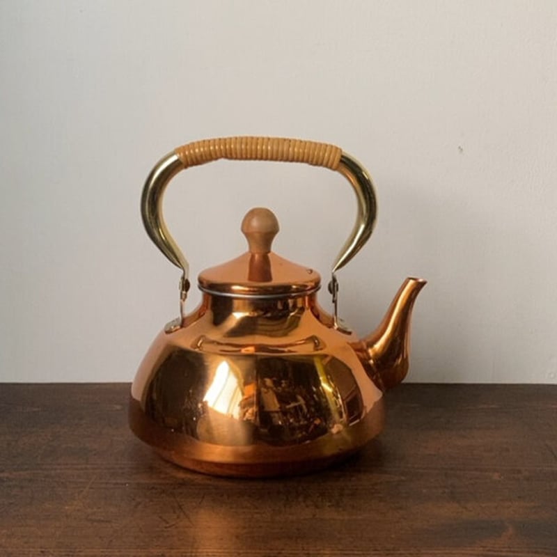 morico モリコ 森井金属製 籐巻き持ち手の銅ケトル 2L 木の摘み グッド