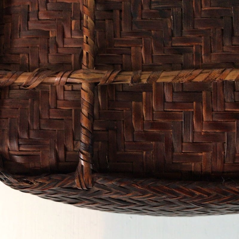 未使用 網代編み 炭斗 比呂行作 竹細工 伝統工芸品 茶道 茶道具 未