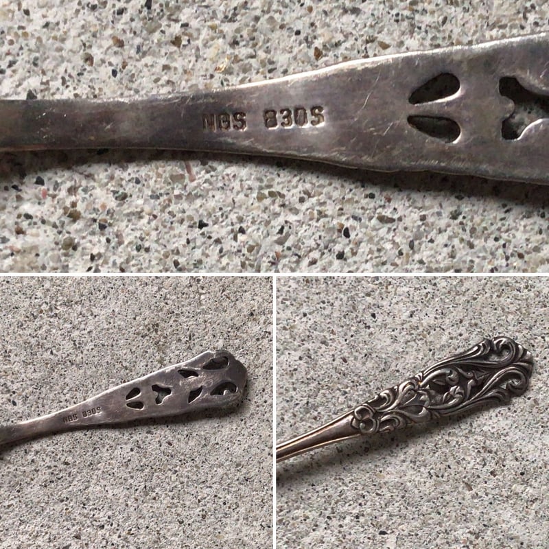 ヴィンテージシュガーポット(ピューター製) 槌目仕上げ と 銀の