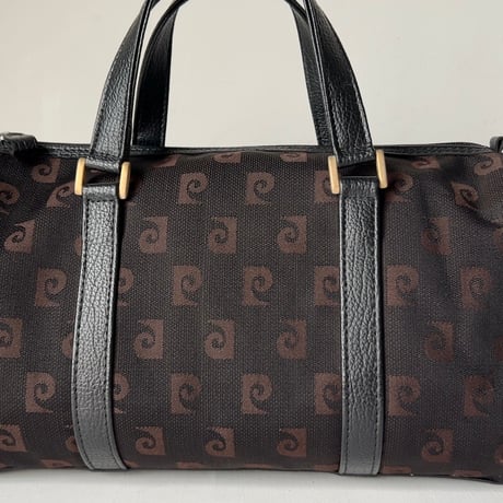 PIERRE CARDIN ピエールカルダン  90sミニボストンバッグ モノグラム ブラック/ダークブラウン ゴールド金具 ヴィンテージ 中古良品