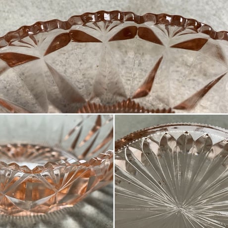 松坂屋 ヴィンテージ プレスガラス 菓子器. ガラス器 幅約20cm 大鉢 素麺器 大正〜昭和初期 アンティーク 気泡ガラス ゆらゆら硝子 デッドストック 完品