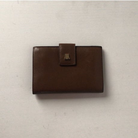 LANVIN ランバン  2つ折りコンパクトガマ口財布 ウォレット  レザー　ブラウン/ゴールド金具  ヴィンテージ オールドランバン