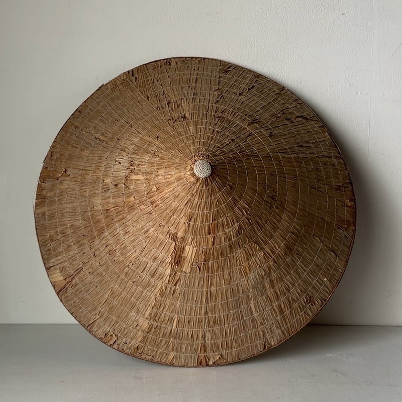 古い菅笠 すげ笠 田植え傘 日除笠 農作業 野良傘 案山子 つの笠 時代傘