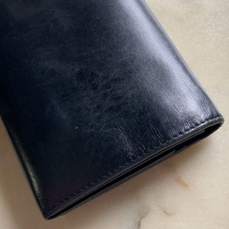 GUCCI  オールドグッチ  ロングウォレット ホースシューゴールド金具 ブラックスムースレザー 2つ折 がま口 70s80s ヴィンテージウォレット
