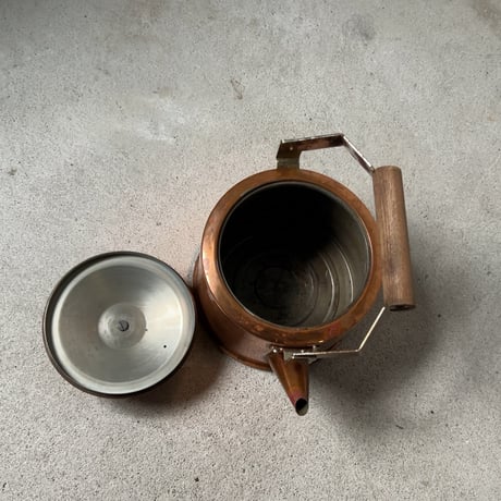 GLINTCOPPER グリントカッパー ヴィンテージ純銅ケトル 2.0L 木製無垢ハンドル+摘み  銅やかん  シミ有凹み無し 中古品